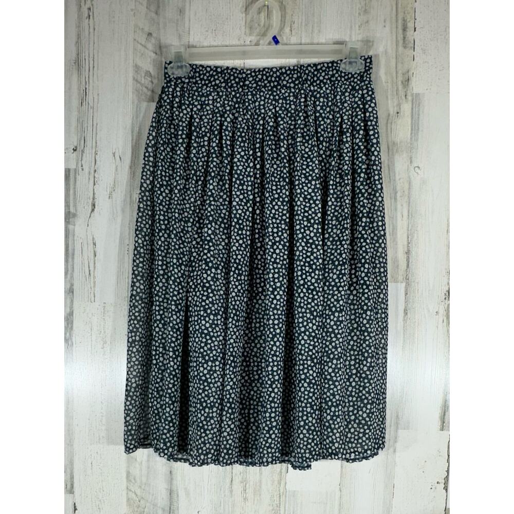 Superdry London Skirt Size 10 Navy Blue Ditzy Floral Elastic Waist Lined Pleated